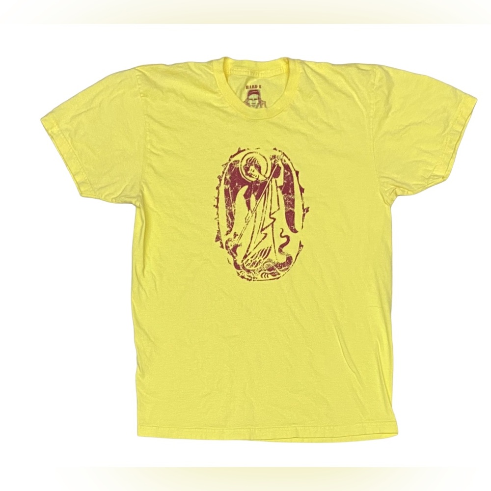 Hard 8 Angel Dagger Yellow  Mens T Shirt Graphic - Size M/L Hand Finished Tee